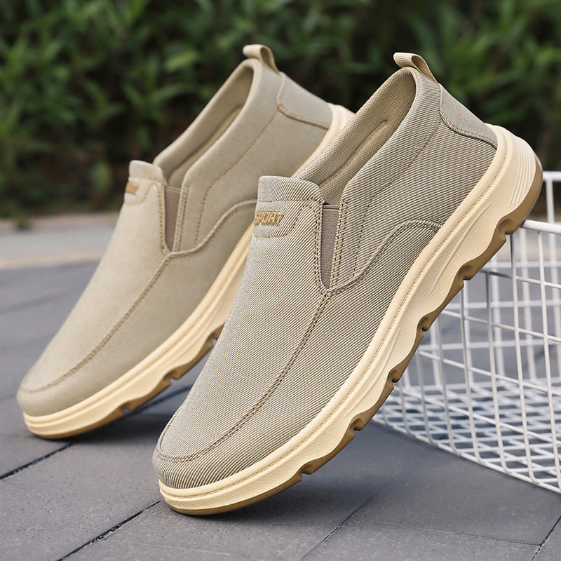 Herren nan leichter atmungsaktiver Canvas-Slip-On Freizeitschuh mit elastischem Einstieg und stoßdämpfender Leichtlaufsohle Drune