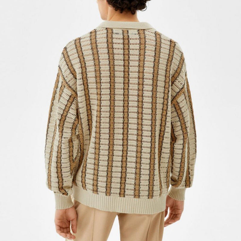 Herren Strickjacke mit eleganter Lochmuster-Optik und praktischen Knöpfen Drune