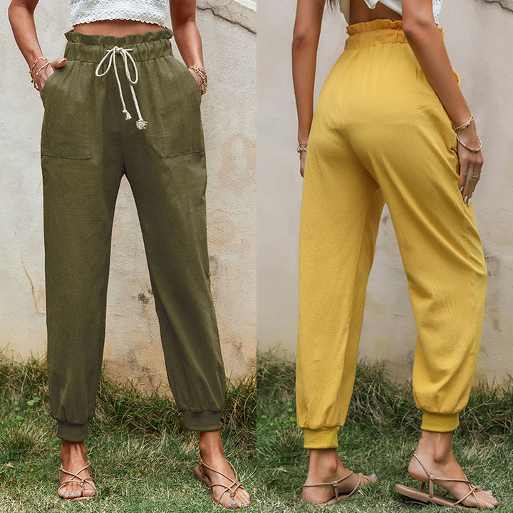 Damen Casual Freizeithose mit elastischem Bund und praktischen Taschen Drune