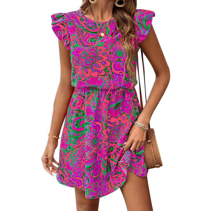 Damen Minikleid mit Rüschendetails und floralen Mustern Drune