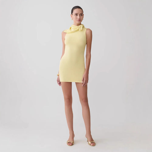 Damen Elegantes Minikleid mit asymmetrischem Kragen Drune