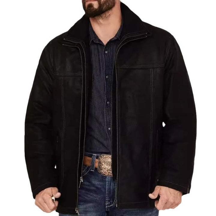 Herren Lammfelljacke mit breitem Kragen und praktischen Taschen Drune