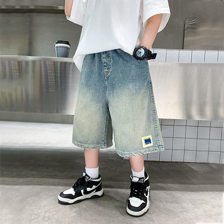 Jungen lässige Denim-Cargo-Shorts mit praktischen Taschen Drune