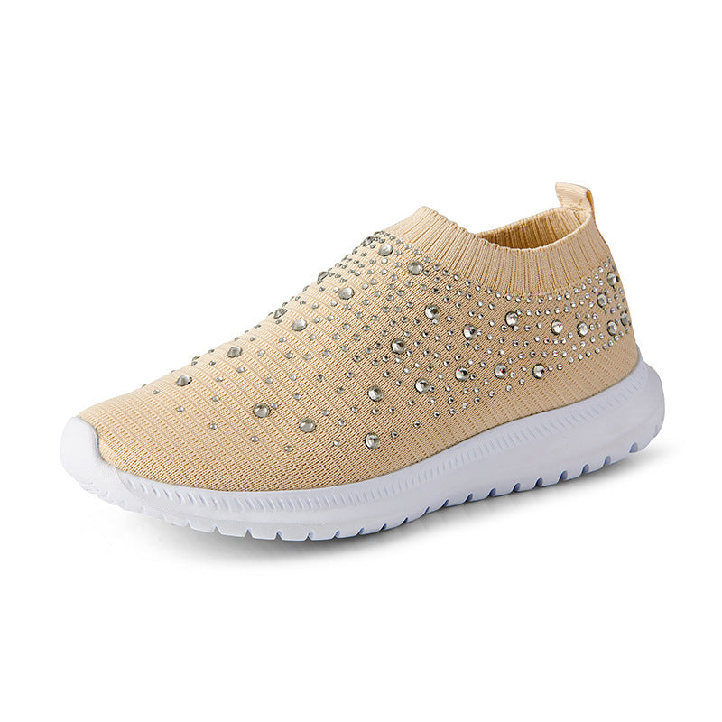 Damen Glitzernde Slip-On Sneakers mit atmungsaktivem Strickdesign und flexibler Sohle Drune