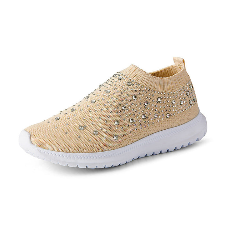 Damen Glitzernde Slip-On Sneakers mit atmungsaktivem Strickdesign und flexibler Sohle Drune