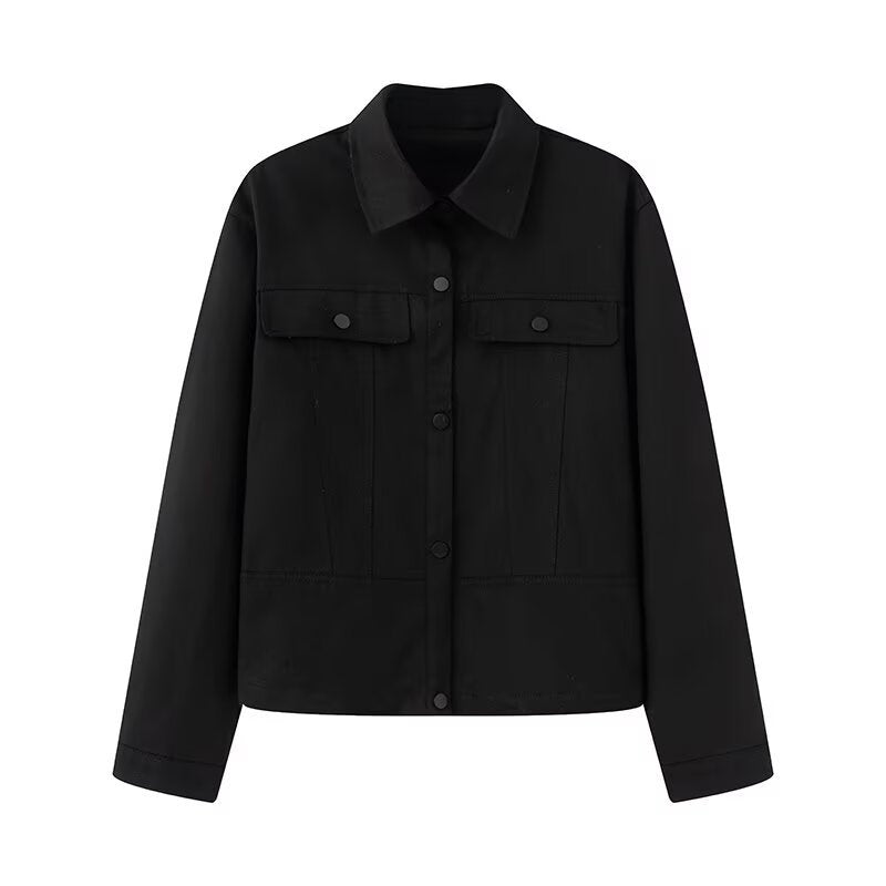 Damen lässige Jeansjacke mit praktischen Taschen Drune