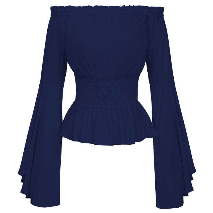 Damen Hemdbluse mit schulterfreiem Design und voluminösen Ärmeln Drune