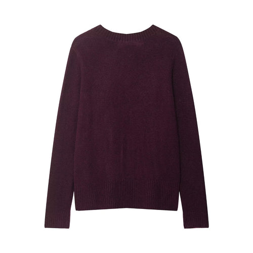 Damen V-Ausschnitt Pullover aus weichem Strickmaterial Drune