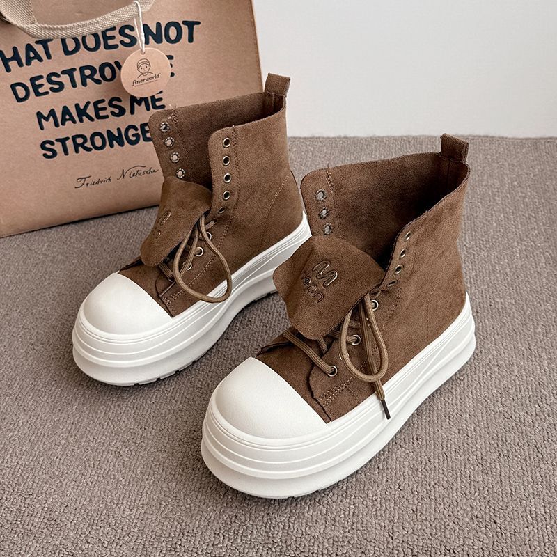 Damen Hochformat Sneakers mit modischem Veloursleder und robustem Plateau Drune