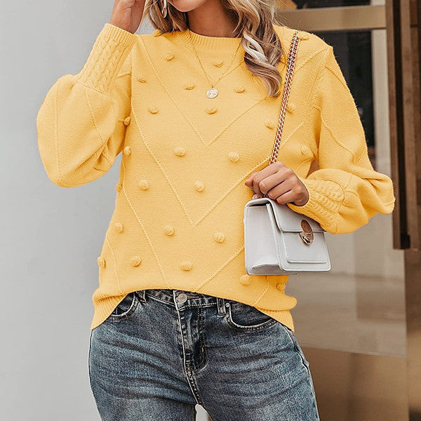 Damen Strickpullover mit 3D-Pünktchen Drune