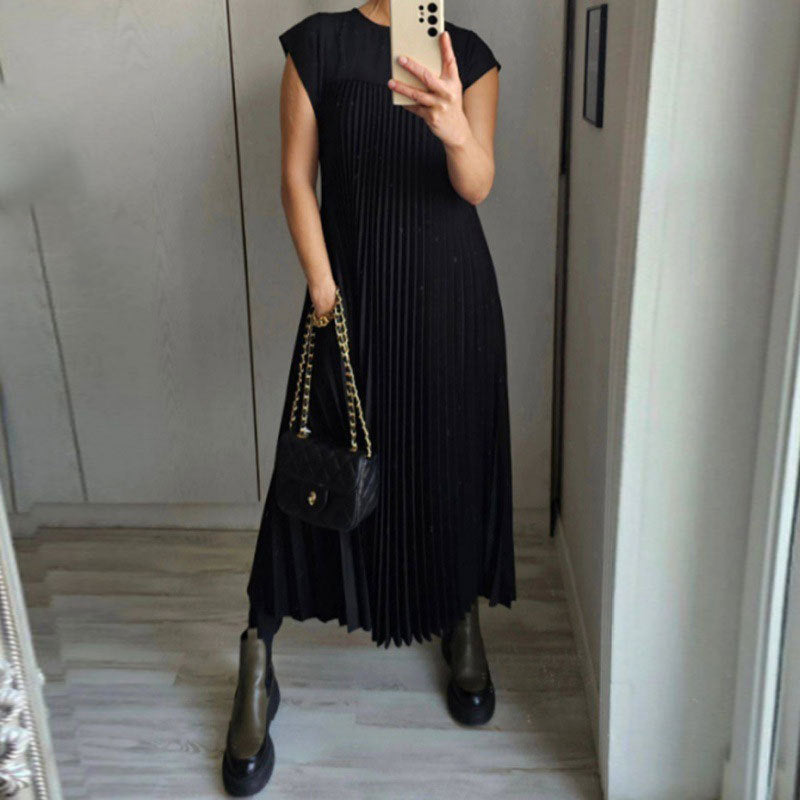 Damen Plissiertes Maxikleid mit elegantem Schnitt und dekorativen Details Drune