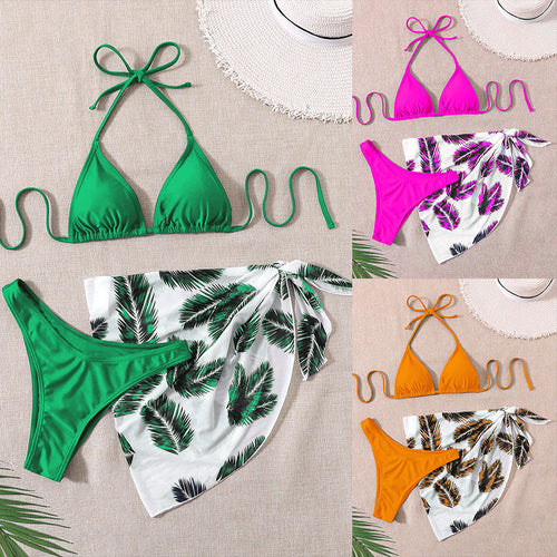 Damen Triangel-Bikini-Set mit modischem Wickelrock Drune