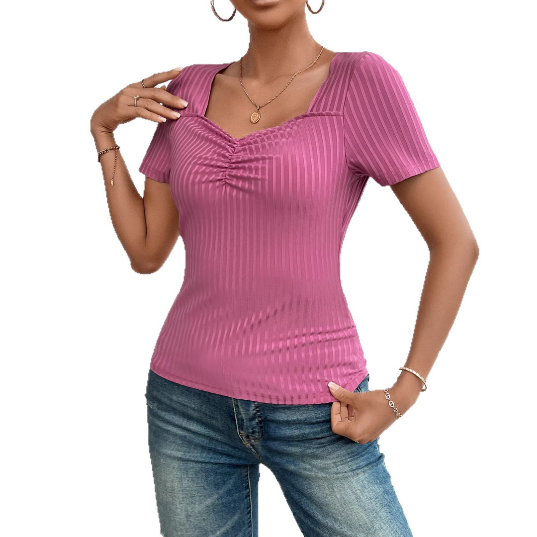 Damen Elegantes Ripp-Tops mit V-Ausschnitt und schmeichelndem Schnitt Drune
