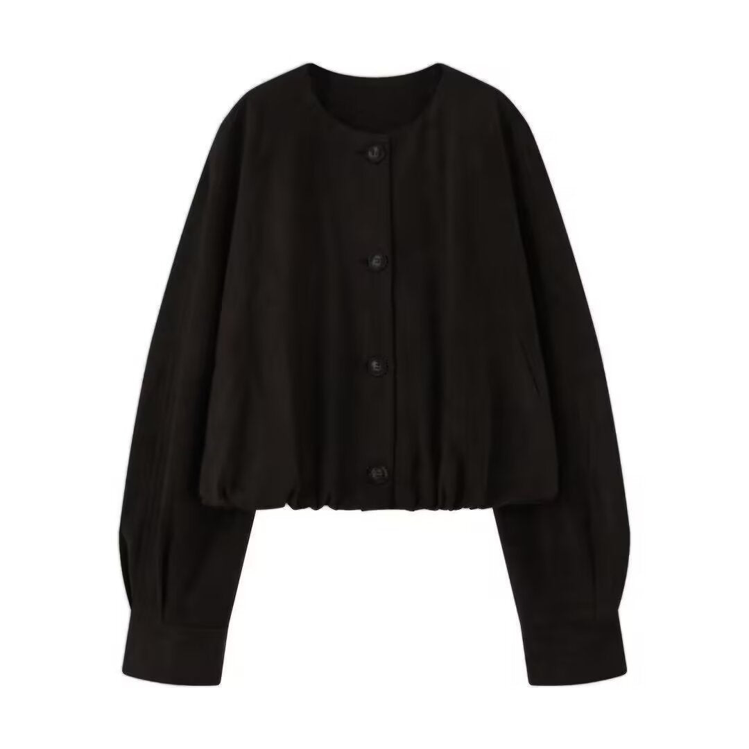 Damen elegante und lockere Blusenjacke aus Kunstleder Drune