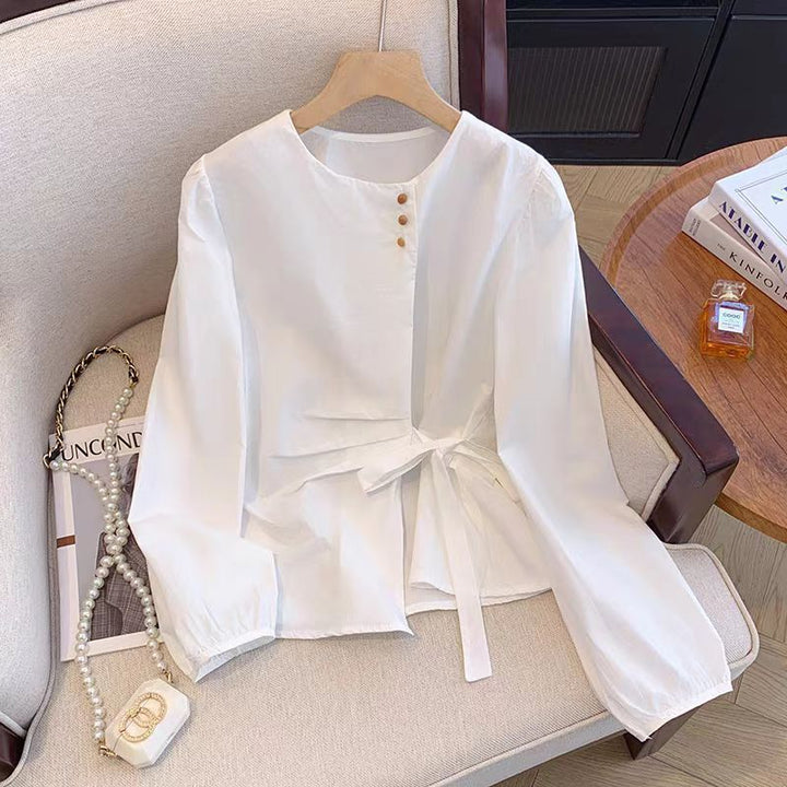 Damen Bluse mit eleganter Schleifenbindung Drune