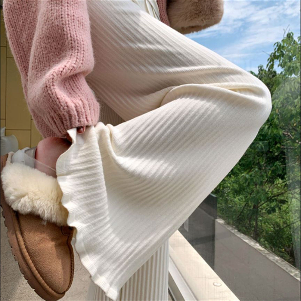 Damen Fließende Strickhose mit weichem Material und elegantem Saum Drune