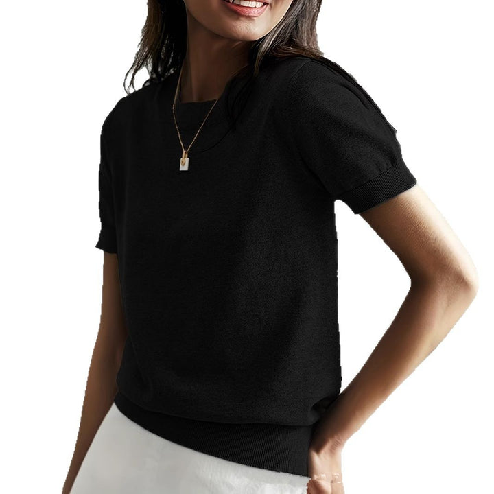 Damen Feinstrickpullover mit kurzarmiger Silhouette und weich fließendem Material Drune