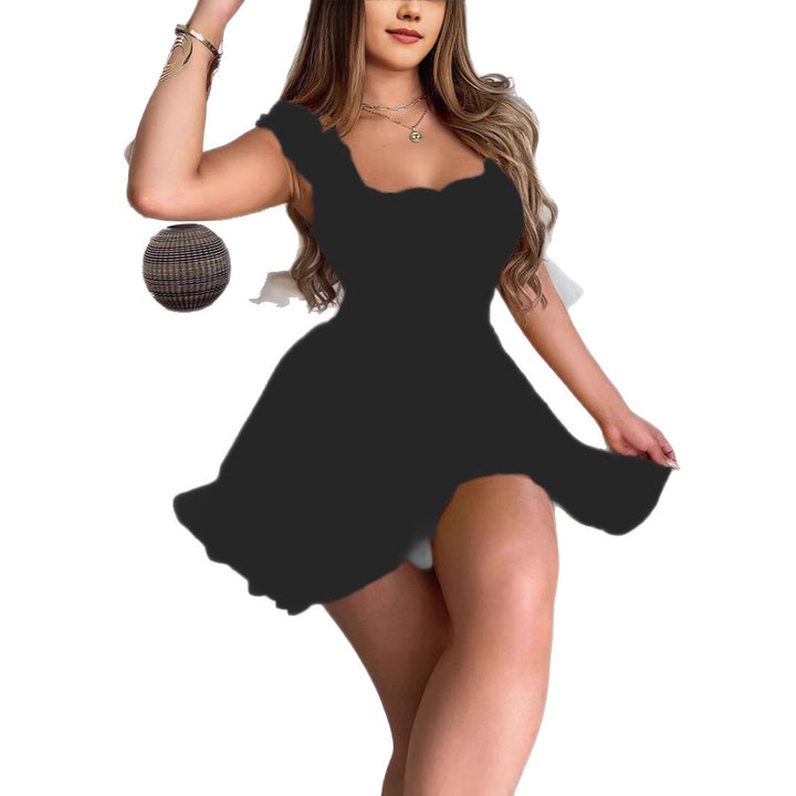 Damen Sommerkleid mit Rüschendetails und elastischem Bund Drune