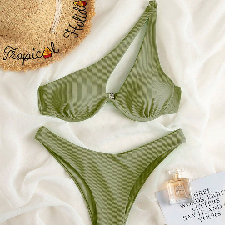 Damen Triangel-Bikini mit asymmetrischem Schnitt und strukturiertem Design Drune