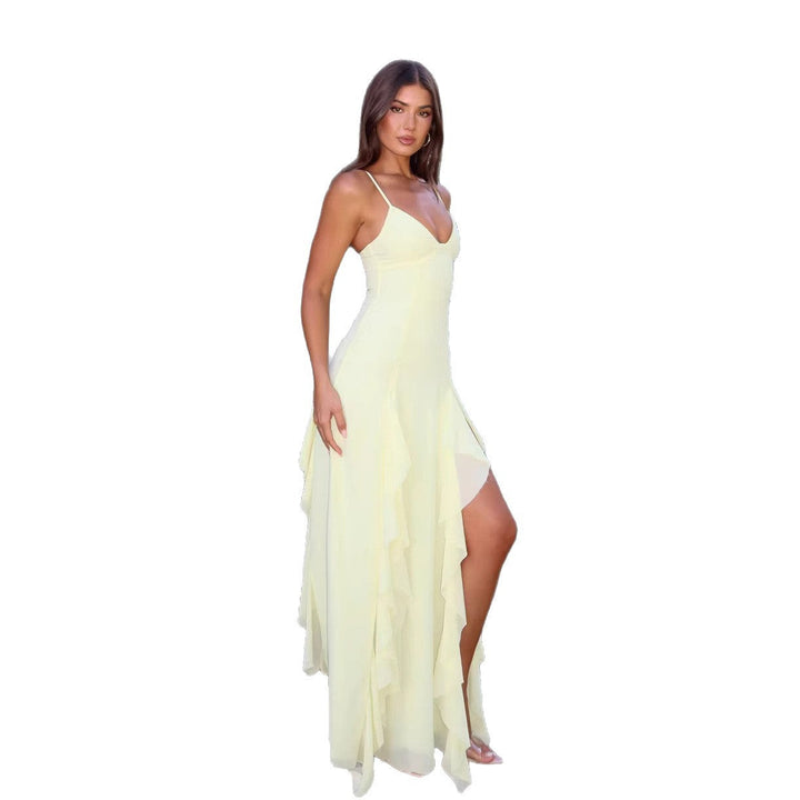 Damen Maxikleid mit fließendem Schnitt und seitlichem Schlitz Drune