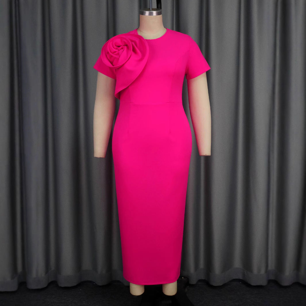 Damen Elegantes Maxikleid mit floralem Rüschendetail Drune