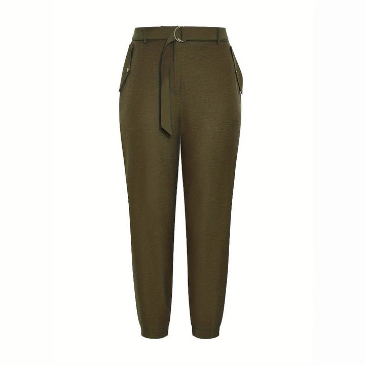 Drune | elegante High-Waist Chinohose mit Gürtel