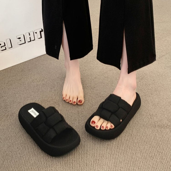 Damen bequeme Platform-Pantoletten mit gekreuzten Riemen Drune