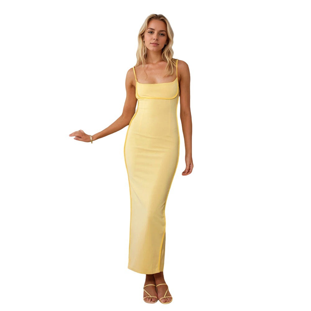 Damen Couture Maxikleid mit eleganten Trägern und figurumspielendem Schnitt Drune