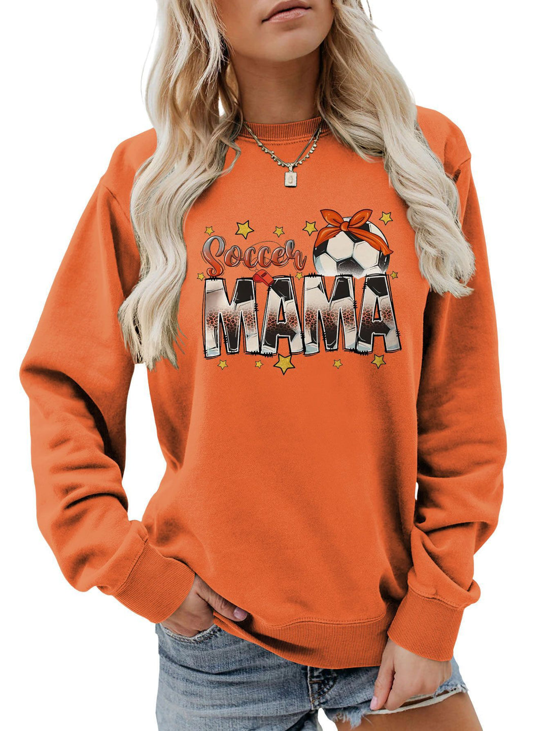 Damen Sweatshirt mit auffälligem "Soccer Mama" Aufdruck und bequemer Passform Drune