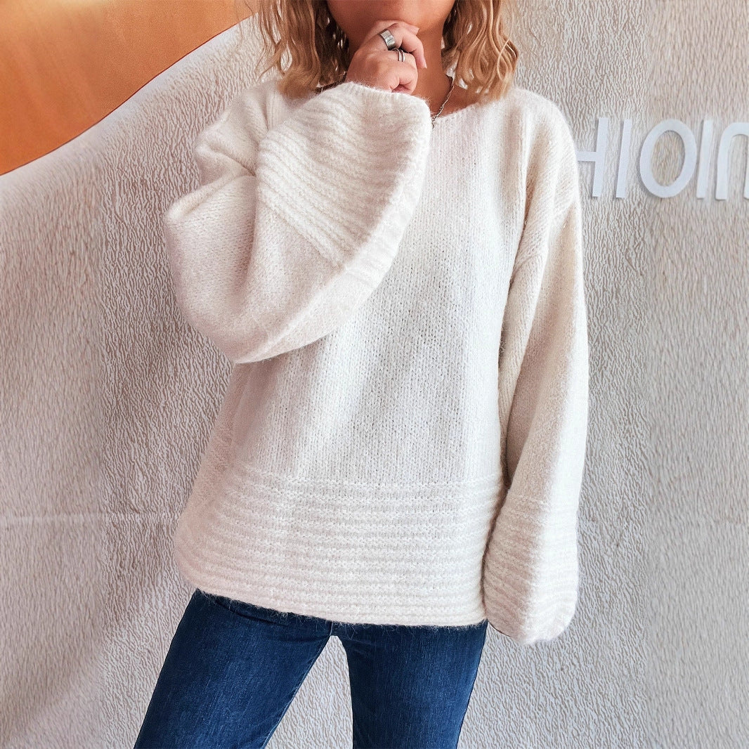 Damen gemütlicher Pullover mit oversized Schnitt und strukturierter Strickart Drune
