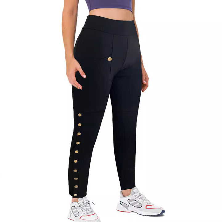 Damen Sportliche Premium-Hose mit praktischen Seitentaschen und Druckknopfdetails Drune