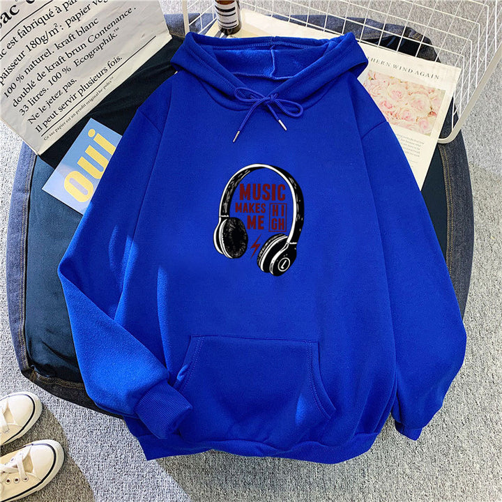 Damen Kapuzenpullover mit kreativem Musik-Design Drune