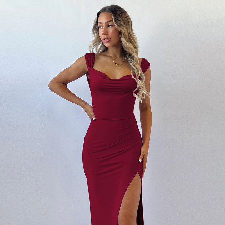 Damen Elegantes Wickelkleid mit hohem Schlitz und figurformendem Schnitt Drune