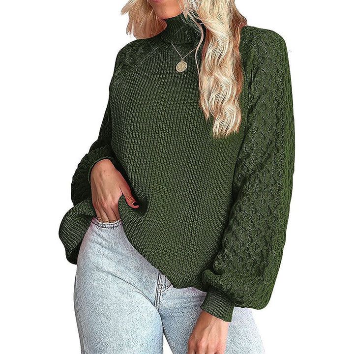 Damen Grobstrickpullover mit Stehkragen und Strukturmuster Drune