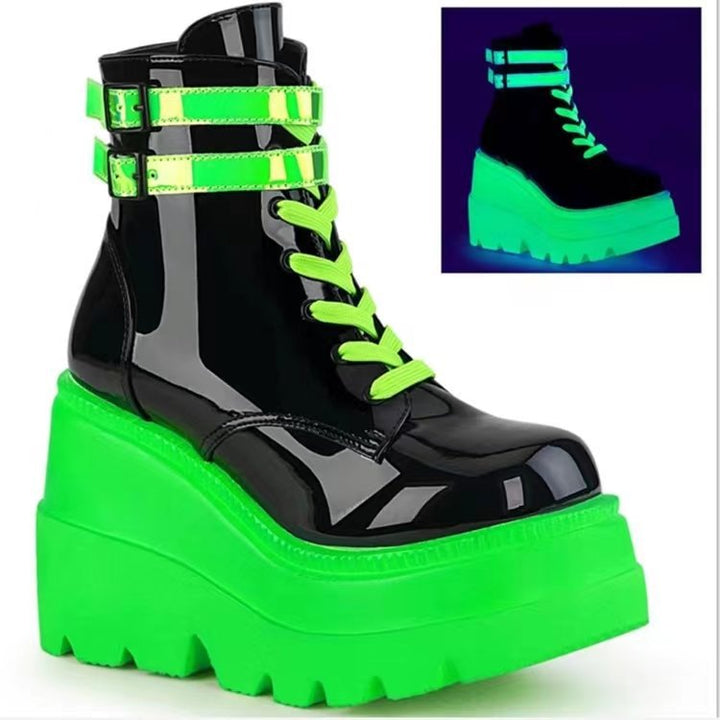 Damen modische Plateaustiefel mit hochwertigem Leder und robustem Profil Drune