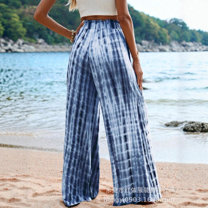 Damen Weit geschnittene Sommerhose mit elastischem Bund und einzigartigem Batikmuster Drune