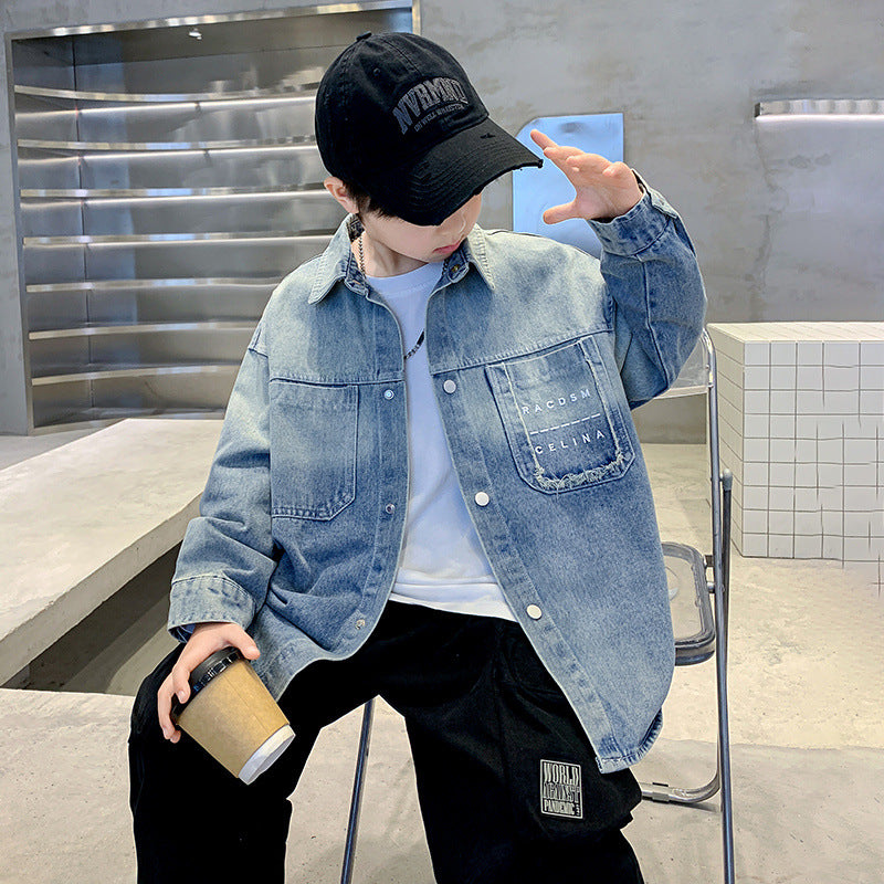 Jungen lässige Jeansjacke mit modischen Details Drune