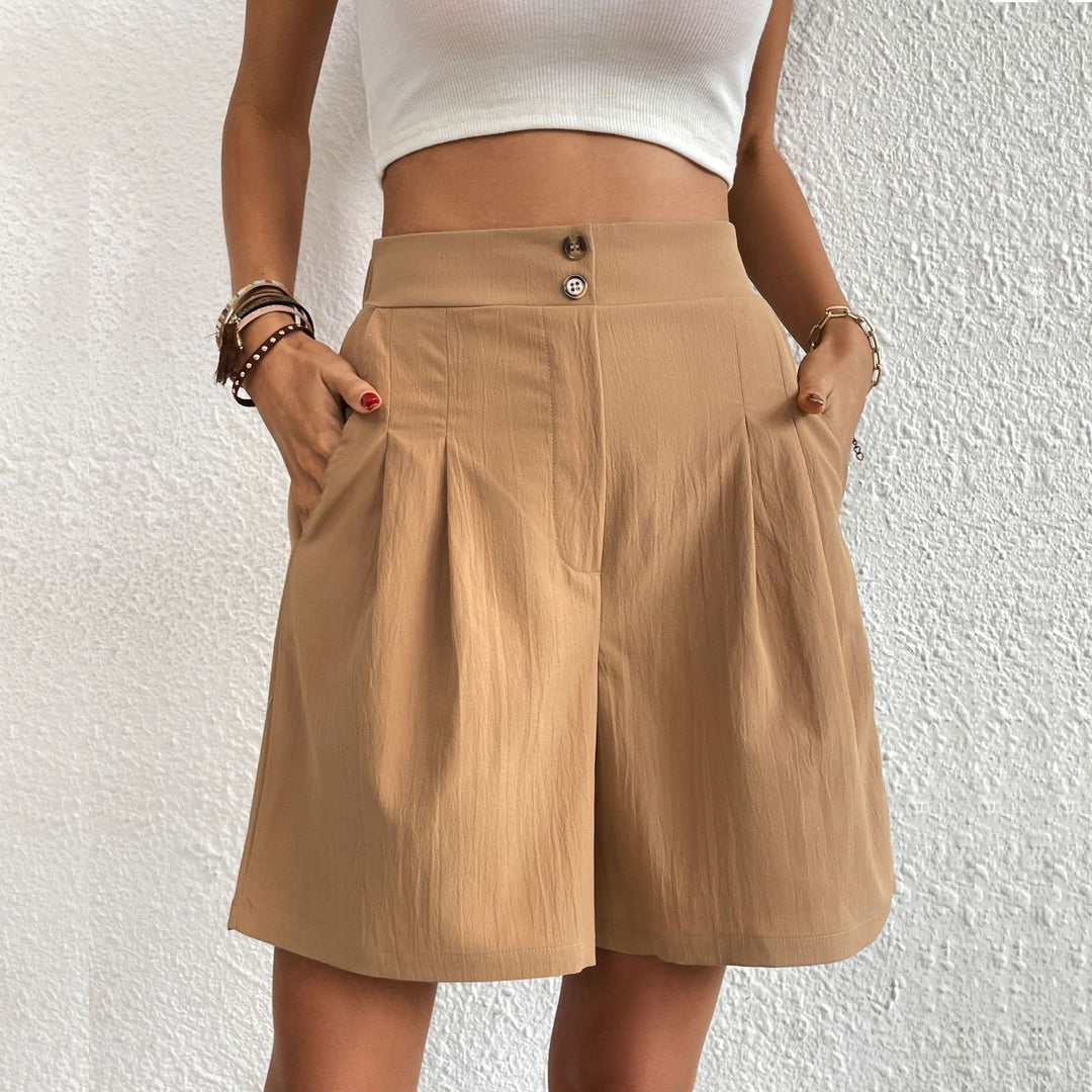 Damen modische weite Shorts mit Bundfalten Drune