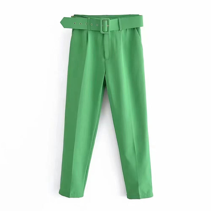 Damen weite Hochbundhose mit schickem Gürtel Drune