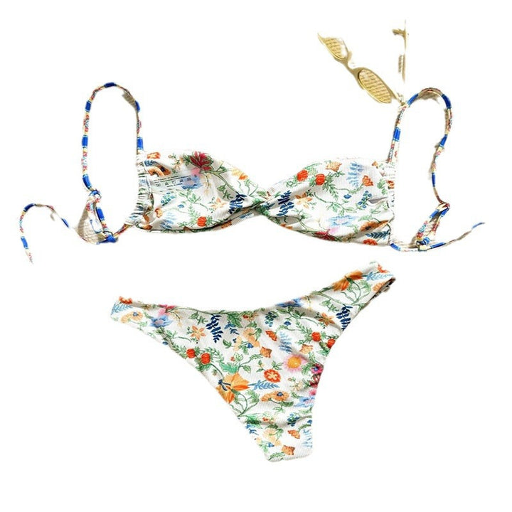 Damen Triangel-Bikini-Set mit floralem Muster und verstellbaren Trägersystem Drune