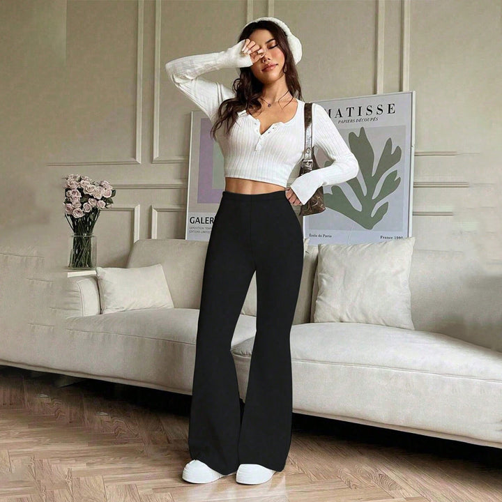 Damen Hohe Taille Flared Pants Drune