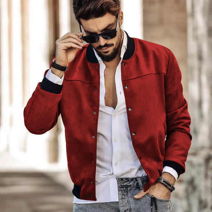 Herren sportliche Collegejacke mit seitlichen Reißverschlusstaschen Drune