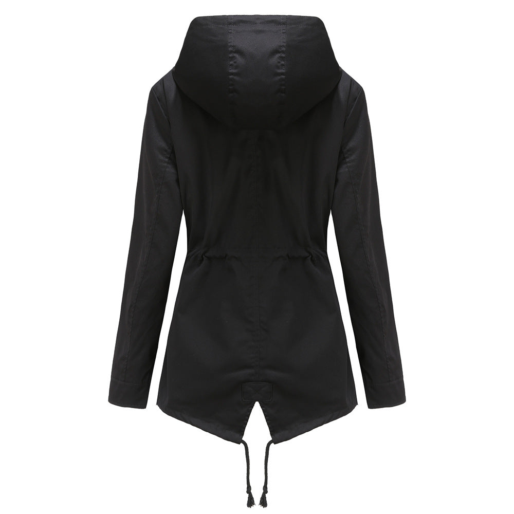 Damen nan wasserabweisender Parka mit taillenkordel und asymmetrischem Saum Drune