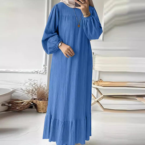 Damen Maxikleid mit waagerechtem Faltenwurf Drune