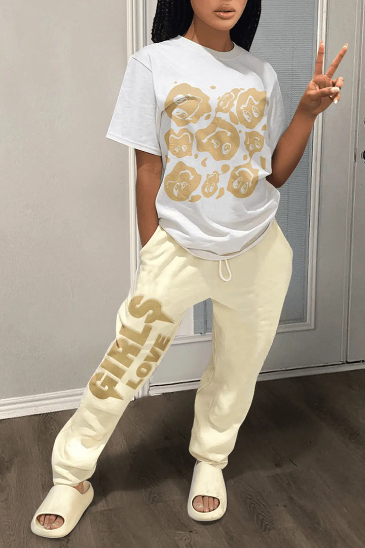 Damen bequeme Jogginghose mit motivierendem Schriftzug Drune