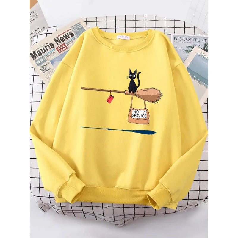 Damen Sweatshirt mit kreativem Katzenmotiv Drune