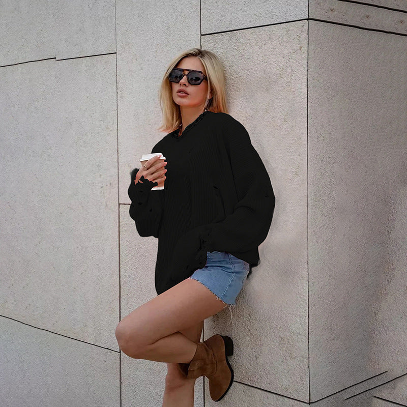 Damen Oversized Strickpullover Drune