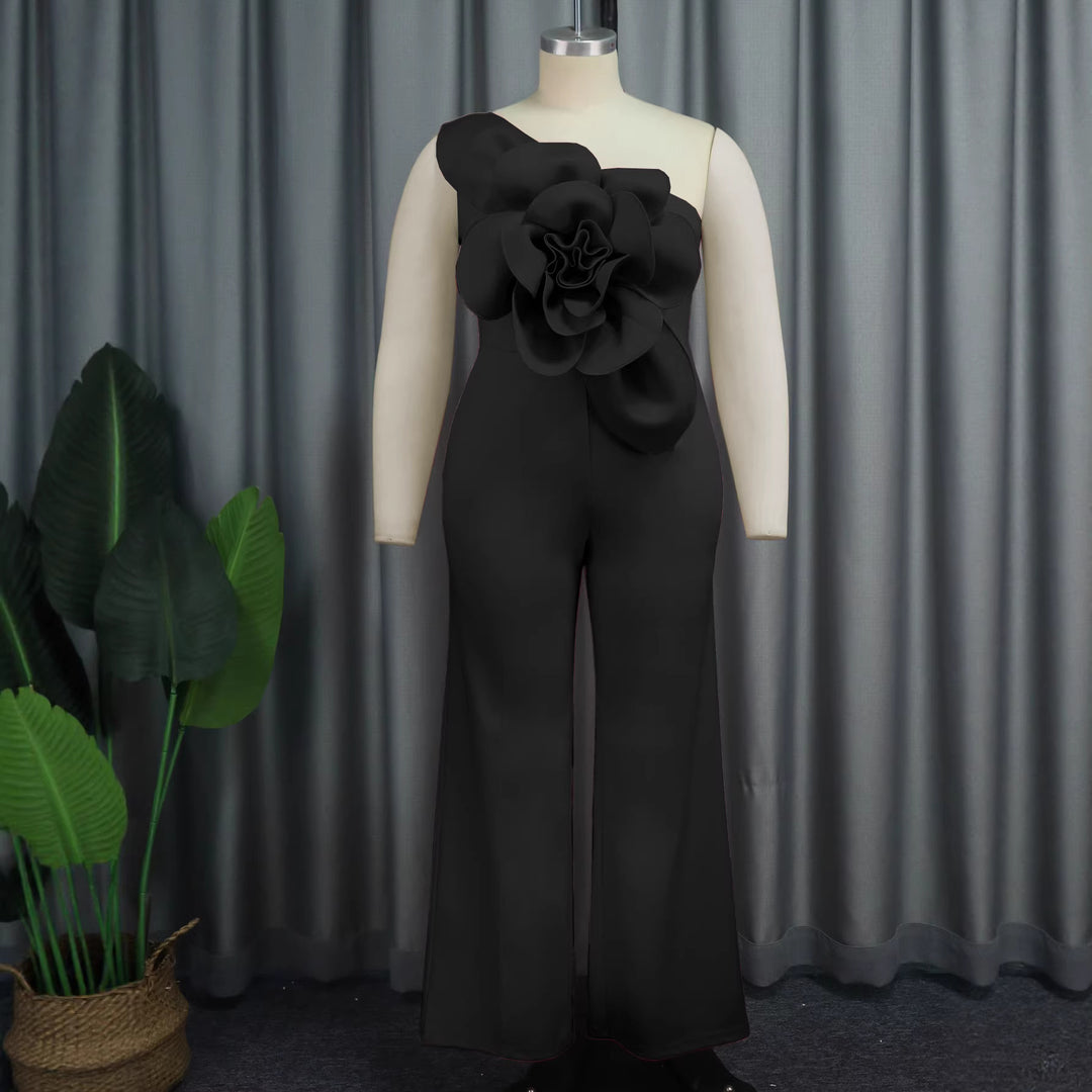 Damen Eleganter Jumpsuit mit floralem Schulterdetail Drune