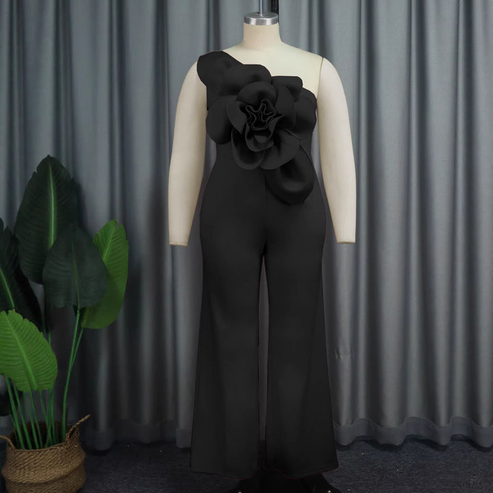 Damen Eleganter Jumpsuit mit floralem Schulterdetail Drune