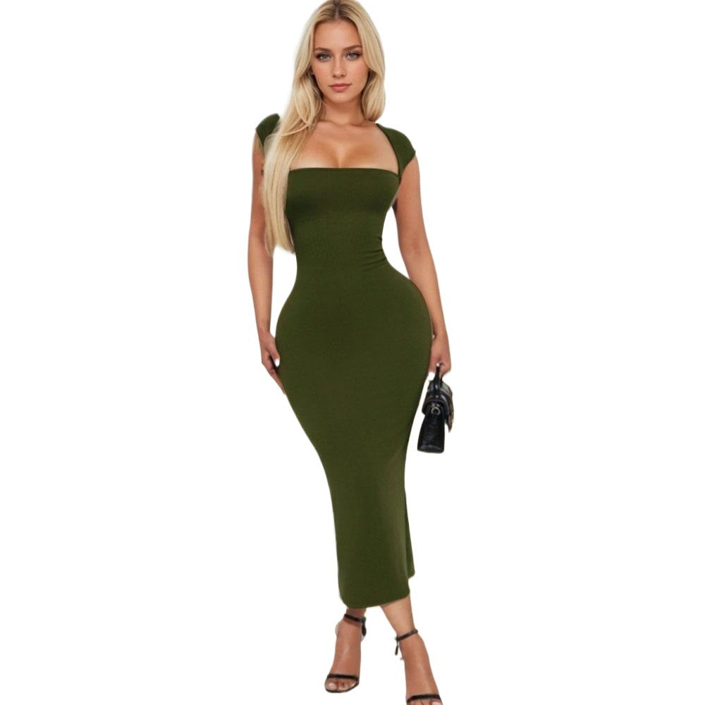 Damen figurbetontes Maxikleid mit schulterfreiem Design und elegantem Dekolleté Drune